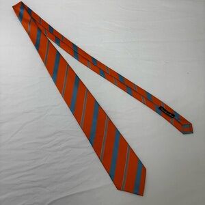 Vibrant Orange and Gray Striped Men's Tie